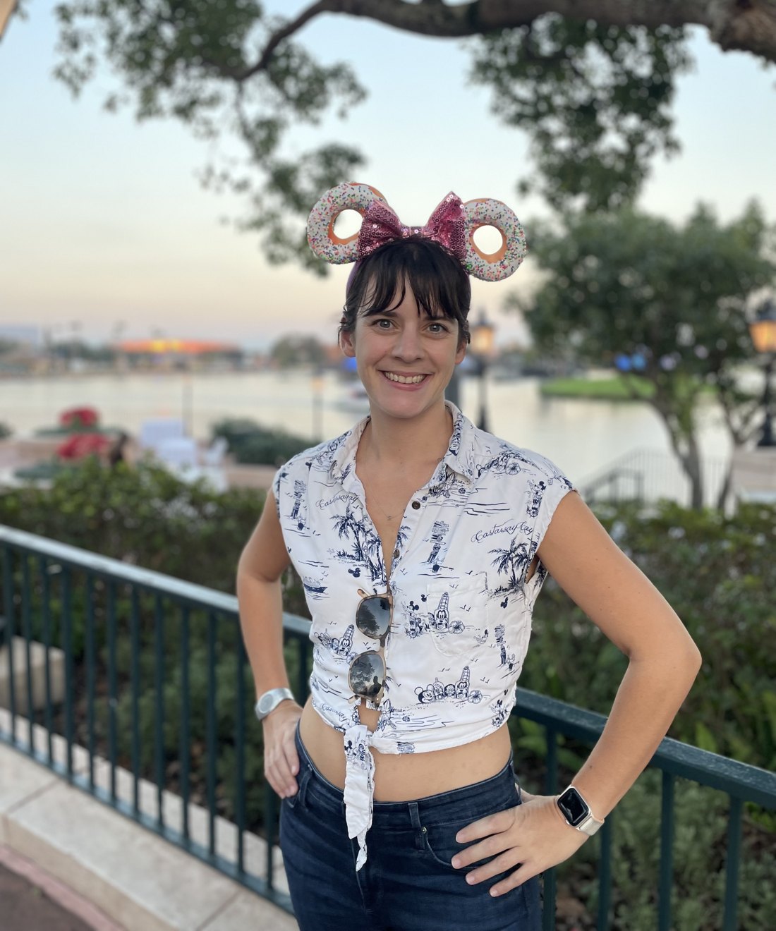 Kim, founder of Wandering Feet and Little Ears, at Epcot in Disney World