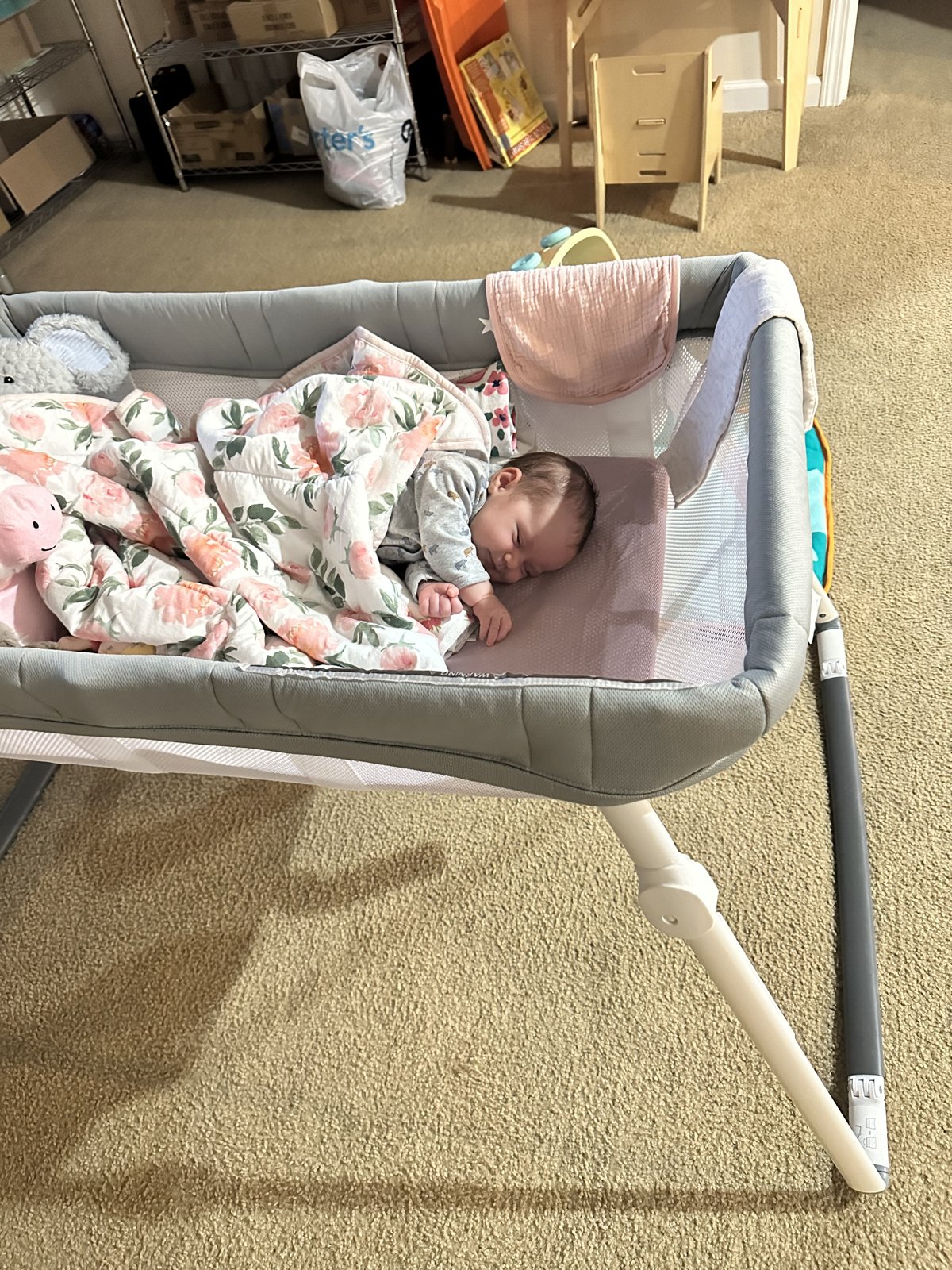 Guava Lotus travel bassinet with breathable mesh sides